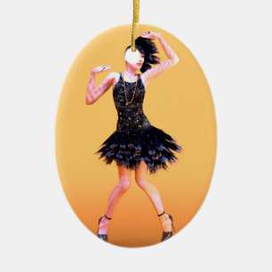 Flapperdansen vintage keramisch ornament