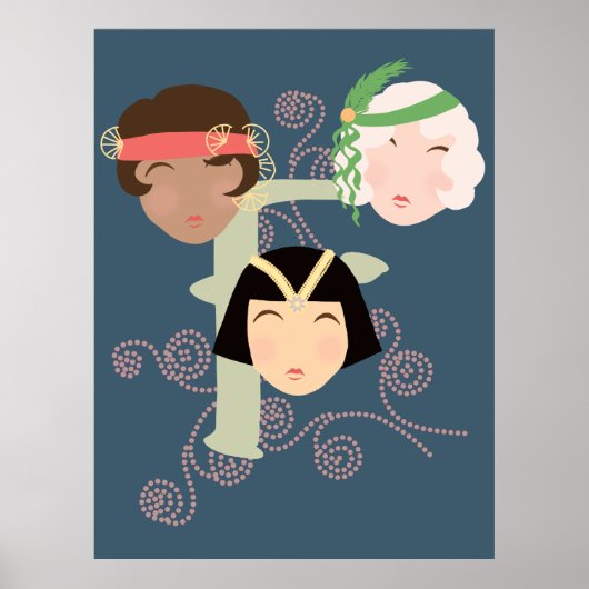 Flappermeisjes roaring twenties poster (Voorkant)