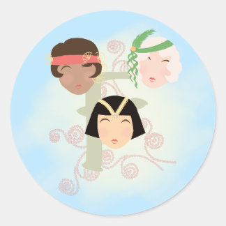Flappermeisjes roaring twenties ronde sticker