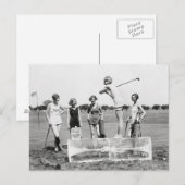Flappermeisjes spelen golf, 1926 briefkaart (Voorkant / Achterkant)
