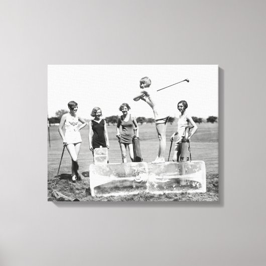 Flappermeisjes spelen golf, 1926 canvas afdruk (Voorkant)