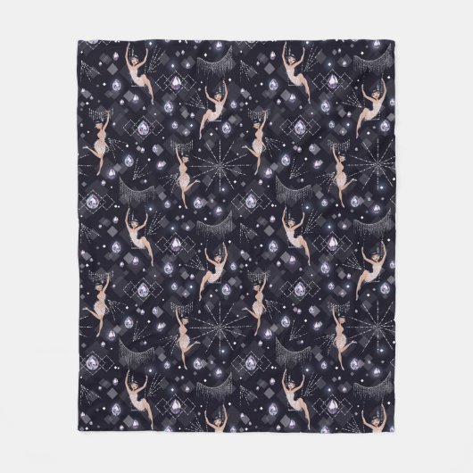 Flappers Lady Glam Black en grijs design Fleece Deken (Voorkant)