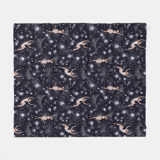 Flappers Lady Glam Black en grijs design Fleece Deken (Voorkant (Horizontaal))