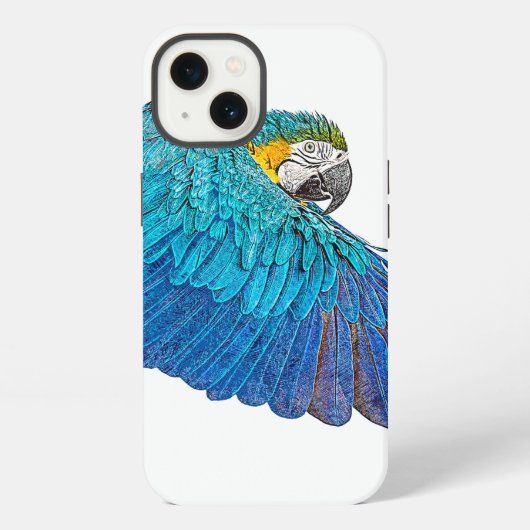 Flapping Blue and Yellow Macaw iPhone Hoesje (Achterkant)