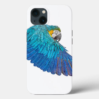Flapping Blue and Yellow Macaw iPhone 13 Hoesje