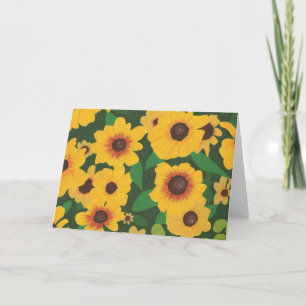 Flard van Gele Zonnebloemen die Wenskaarten Kaart