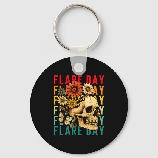 Flare Day Fibromyalgie Dysautonomie Schedel Onzich Sleutelhanger (Voorkant)