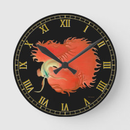 Flaring Red Betta Fighting Fish Wall Clock Ronde Klok