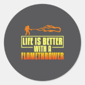 Flarower Gun Fire Thrower Flame Wean Quotes  Ronde Sticker (Voorkant)