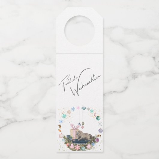 Flaschen Anhänger , Weihnachtsbild mit Pferd Flessenhanger (Voorkant)