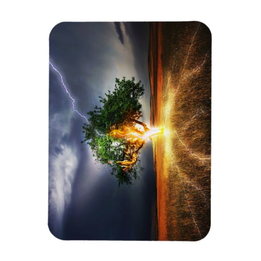 flash-845848 FANTASY LIGHTNING STRIKE TREE BACKGRO Magneet (Verticaal)