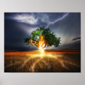 flash-845848 FANTASY LIGHTNING STRIKE TREE BACKGRO Poster (Voorkant)