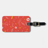 Flash Bliksem Icon en Doodle Patroon Bagagelabel (Voorkant horizontaal)