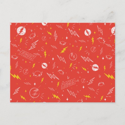 Flash Bliksem Icon en Doodle Patroon Briefkaart (Voorkant)