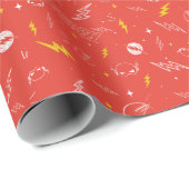 Flash Bliksem Icon en Doodle Patroon Cadeaupapier (Rol Hoek)