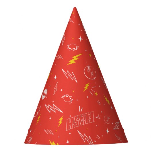 Flash Bliksem Icon en Doodle Patroon Feesthoedjes (Voorkant)