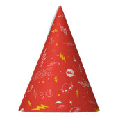 Flash Bliksem Icon en Doodle Patroon Feesthoedjes (Links)
