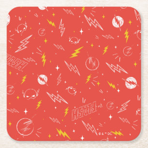 Flash Bliksem Icon en Doodle Patroon Kartonnen Onderzetters