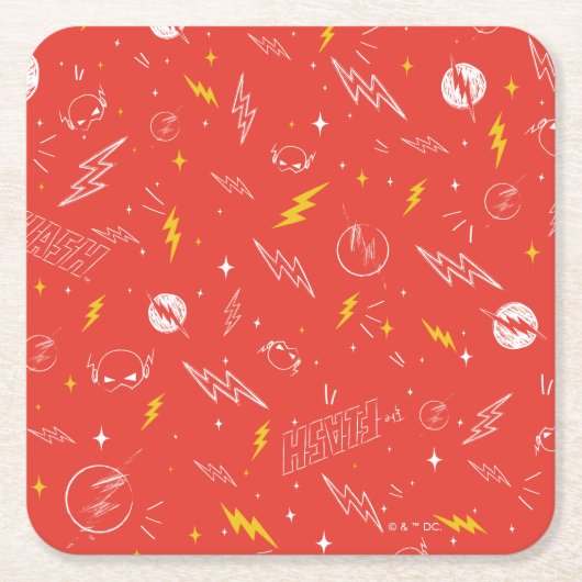Flash Bliksem Icon en Doodle Patroon Kartonnen Onderzetters (Voorkant)