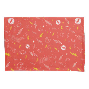 Flash Bliksem Icon en Doodle Patroon Kussensloop
