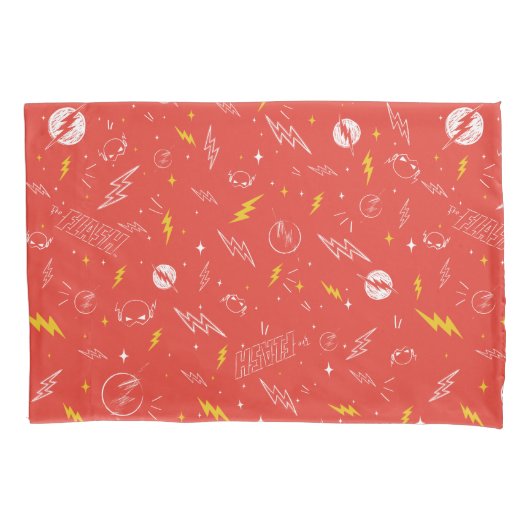 Flash Bliksem Icon en Doodle Patroon Kussensloop (Voorkant)