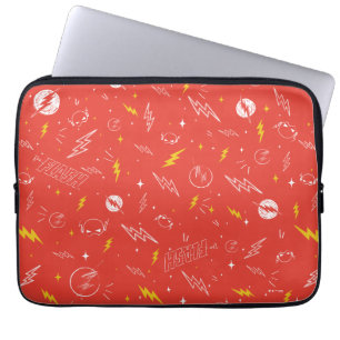 Flash Bliksem Icon en Doodle Patroon Laptop Sleeve