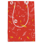 Flash Bliksem Icon en Doodle Patroon Medium Cadeauzakje (Voorkant)