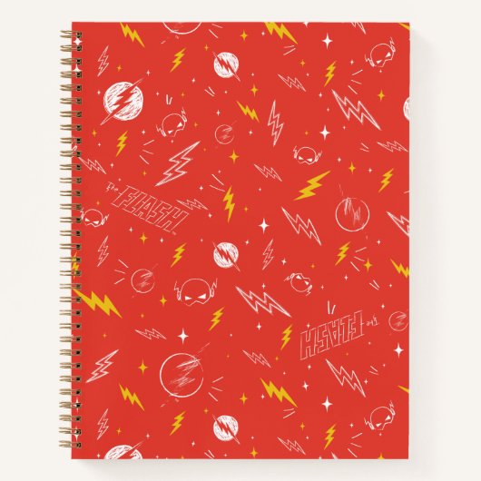 Flash Bliksem Icon en Doodle Patroon Notitieboek (Voorkant)