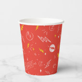 Flash Bliksem Icon en Doodle Patroon Papieren Bekers (Achterkant)