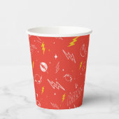 Flash Bliksem Icon en Doodle Patroon Papieren Bekers (Links)