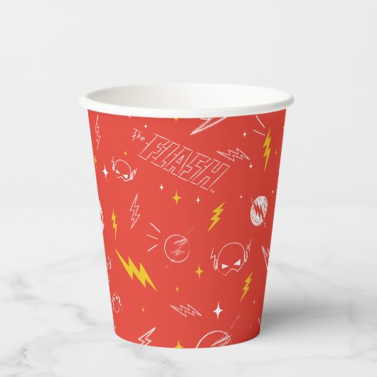 Flash Bliksem Icon en Doodle Patroon Papieren Bekers (Voorkant)