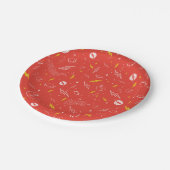 Flash Bliksem Icon en Doodle Patroon Papieren Bordje (Gekanteld)