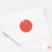 Flash Bliksem Icon en Doodle Patroon Ronde Sticker (Envelop)
