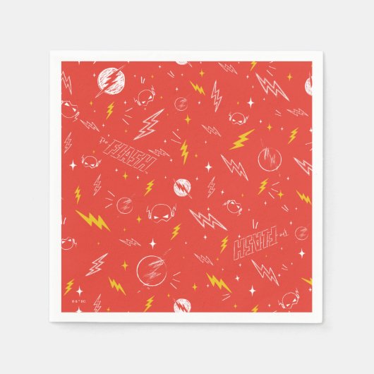 Flash Bliksem Icon en Doodle Patroon Servet (Voorkant)