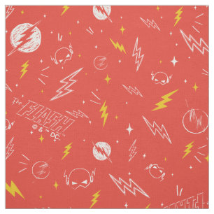Flash Bliksem Icon en Doodle Patroon Stof