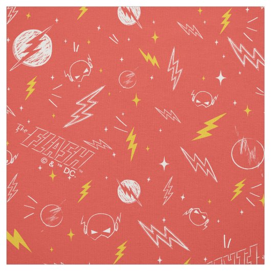 Flash Bliksem Icon en Doodle Patroon Stof (Swatch)