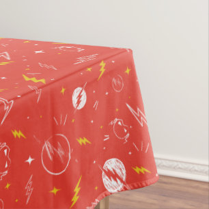 Flash Bliksem Icon en Doodle Patroon Tafelkleed