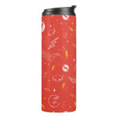 Flash Bliksem Icon en Doodle Patroon Thermosbeker (Gedraaid links)