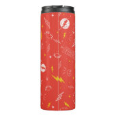 Flash Bliksem Icon en Doodle Patroon Thermosbeker (Achterkant)