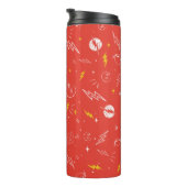 Flash Bliksem Icon en Doodle Patroon Thermosbeker (Geroteerd rechts)