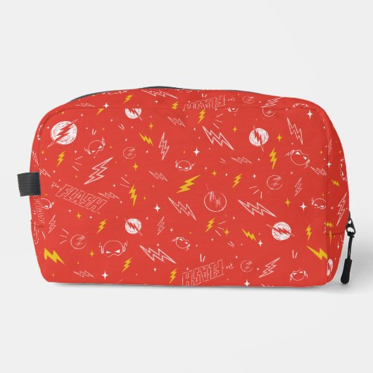 Flash Bliksem Icon en Doodle Patroon Toilettasje (Voorkant)