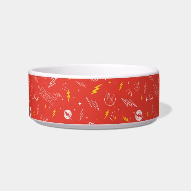 Flash Bliksem Icon en Doodle Patroon Voerbakje (Voorkant)