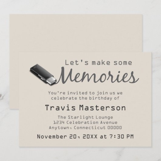 Flash Drive Birthday Party nodigt uit Kaart (Voorkant / Achterkant)