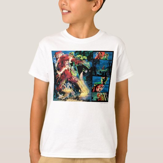 Flash- en Groene Lantern-paneel T-shirt (Voorkant)