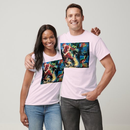 Flash- en Groene Lantern-paneel T-shirt (Unisex)