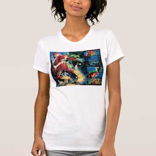 Flash- en Groene Lantern-paneel T-shirt (Voorkant)