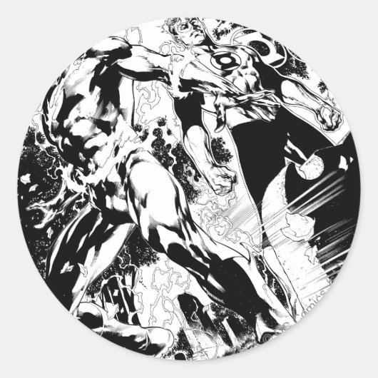 Flash- en Groene Lantern Panel 2 Ronde Sticker (Voorkant)