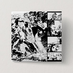 Flash- en Groene Lantern Panel 2 Vierkante Button 5,1 Cm