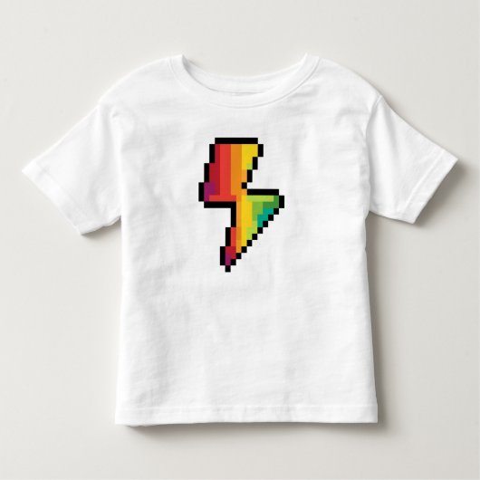 Flash Pixel Verlichtingsbout in Regenboogkleuren Kinder Shirts (Voorkant)
