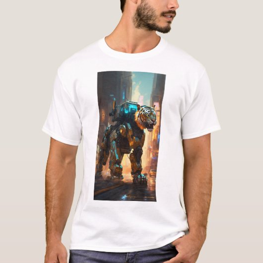 Flash rijden op een robotachtige tijger met volled t-shirt (Voorkant)